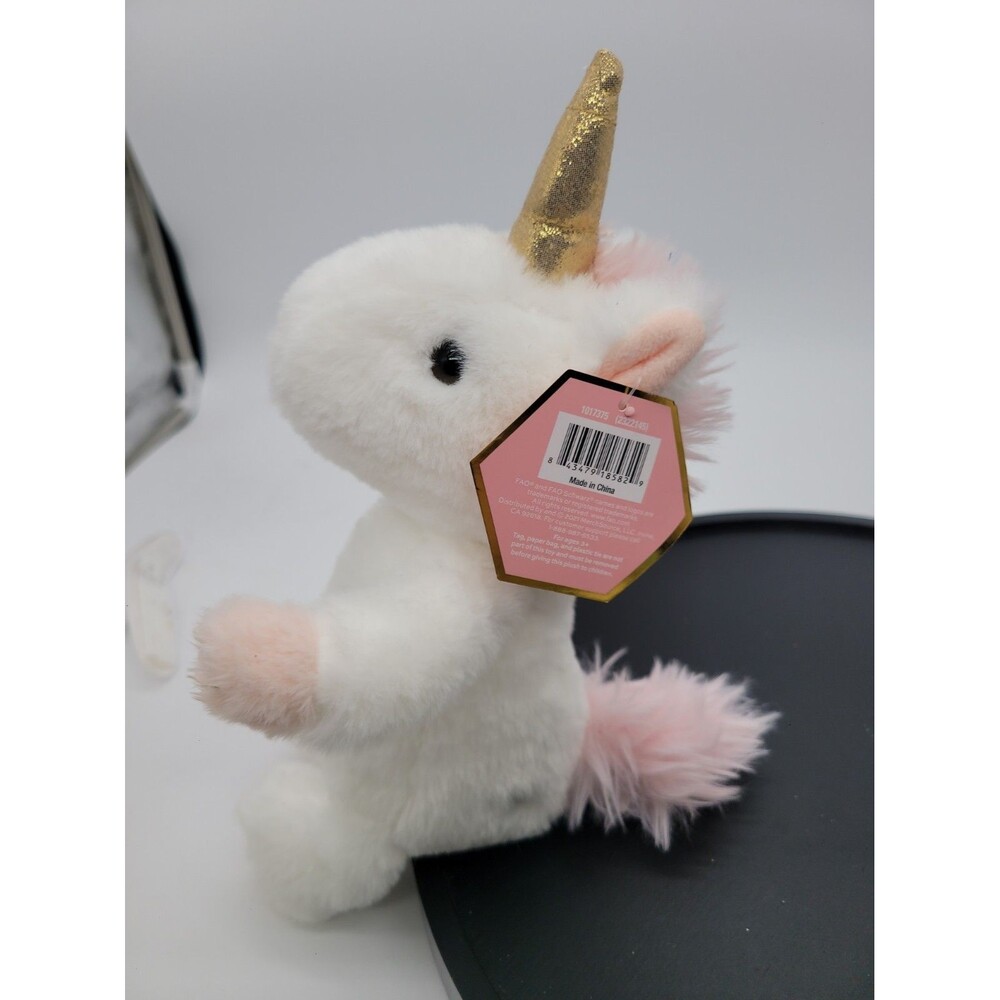 FAO Schwarz White Pink Sparklers Unicorn Plush Stuffed Animal  11" New with Tag